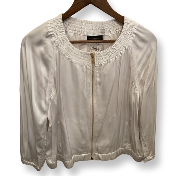 Donna Karan white silky bomber style jacket. Brand New with tags! - Picture 1 of 9